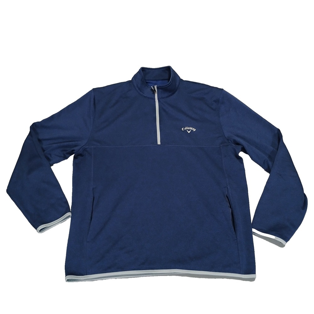 Callaway Men's 1/4 Zip Performance Golf Pullover Sweater Lined‎ Navy Blue XL
